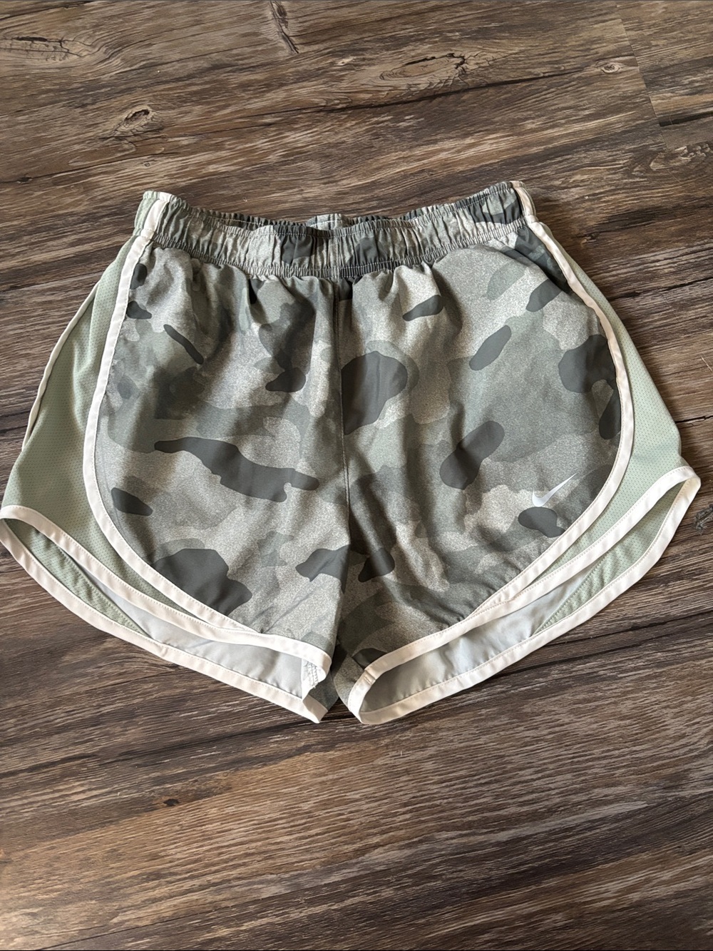 Nike Olive Camo Athletic Shorts with White Trim